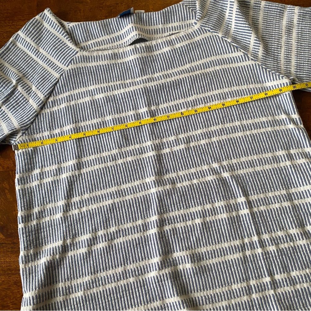 Anthropologie Postmark Square Neck Flare Sleeve Blue White Striped Top - Picture 5 of 7